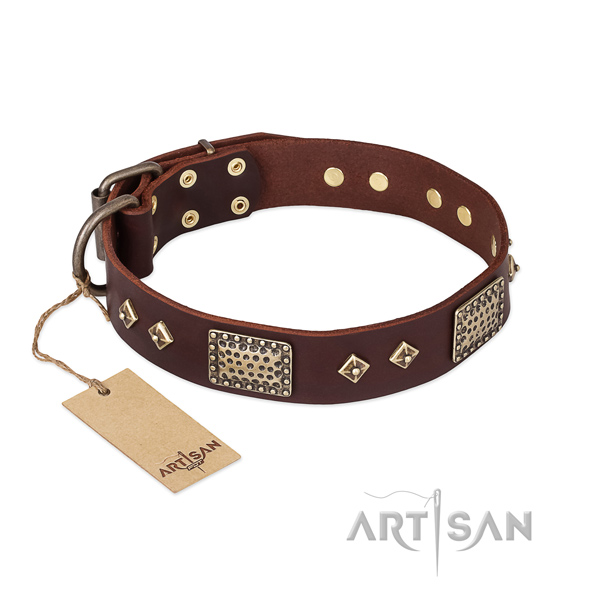 Handmade full grain genuine leather dog collar for easy wearing