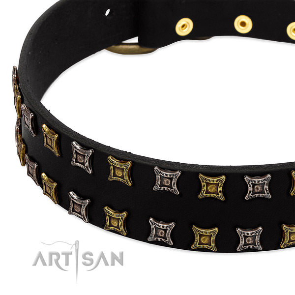 Flexible genuine leather dog collar for your handsome pet