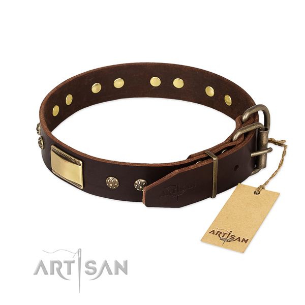 Top notch genuine leather collar for your dog