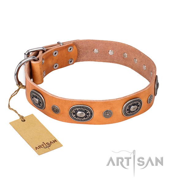 High quality full grain genuine leather collar handcrafted for your pet