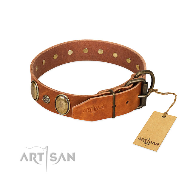 Everyday use high quality genuine leather dog collar