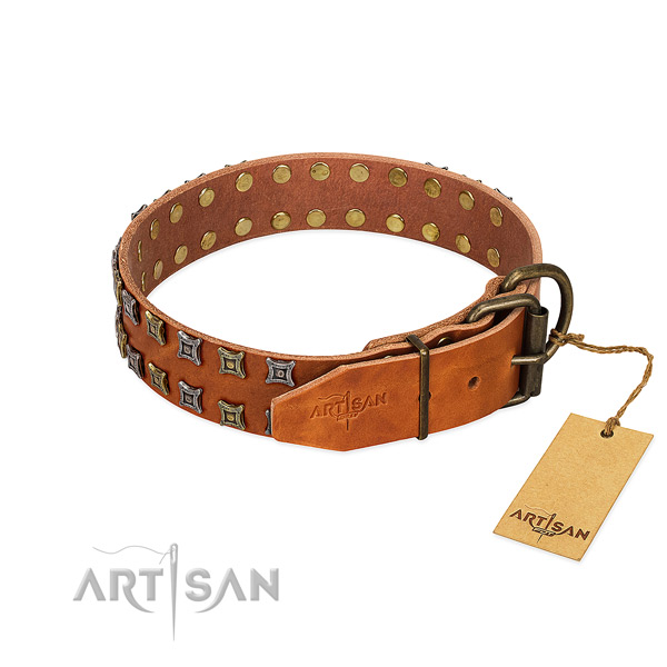 Durable full grain leather dog collar handmade for your canine