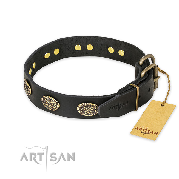 Rust-proof buckle on leather collar for your lovely dog