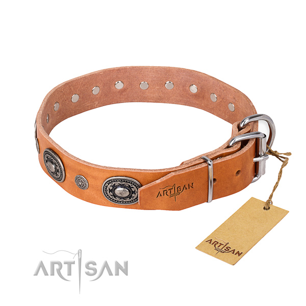 Soft full grain genuine leather dog collar handmade for everyday use