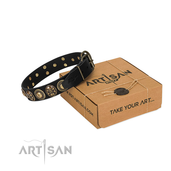 Reliable adornments on dog collar for basic training