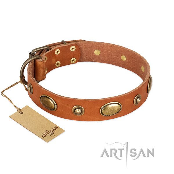 Amazing full grain natural leather collar for your pet