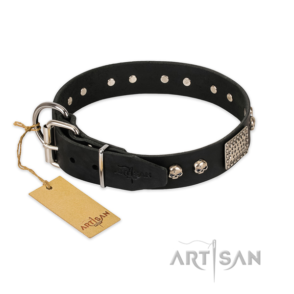 Strong adornments on comfortable wearing dog collar