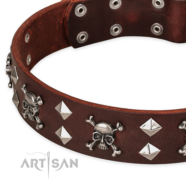 Top quality leather dog collar for fail-safe use